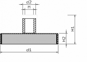 Measurements Low Magnetic Base Magnet Disc Teton Female Thread Neodymium Up to 80ºC